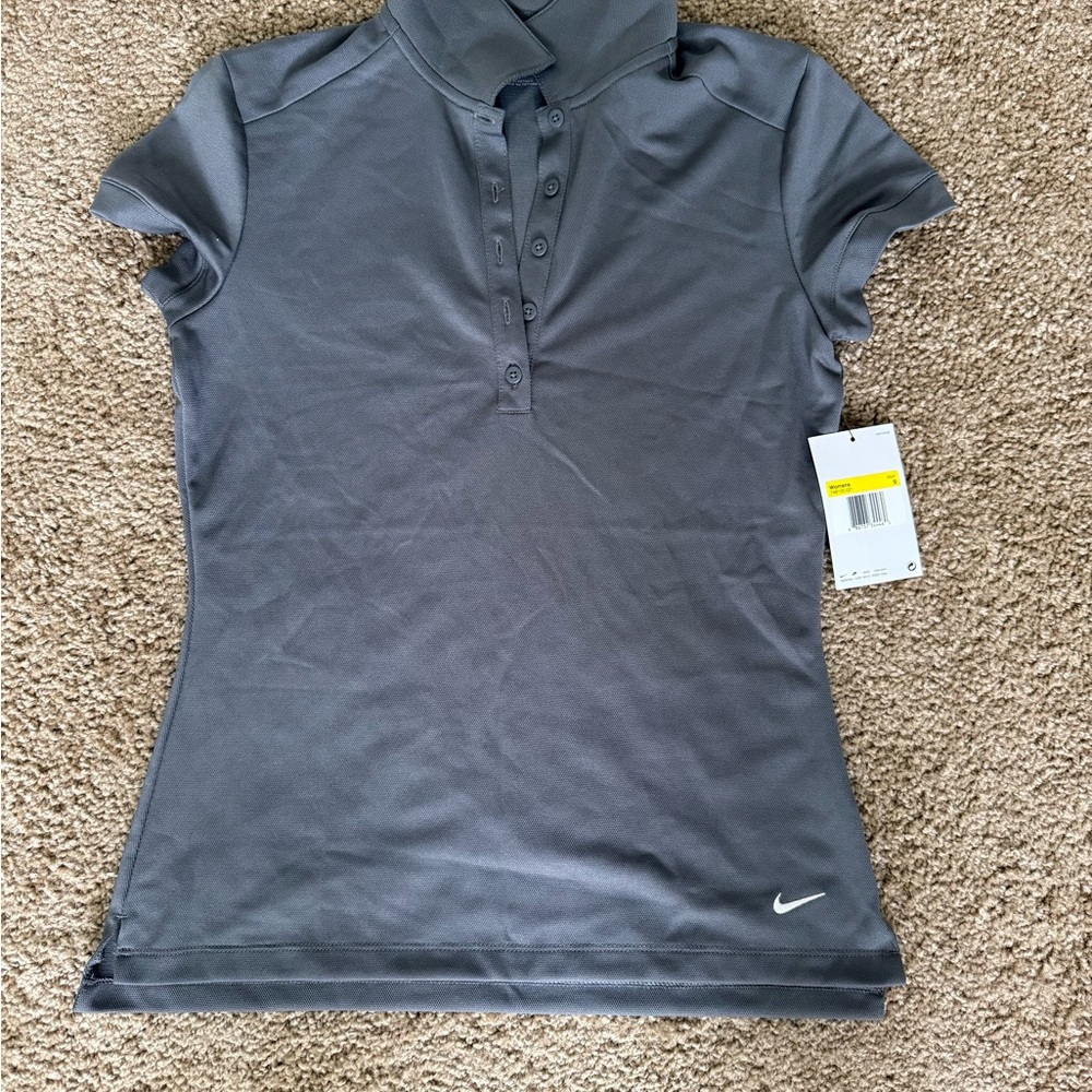 Nike Gray Fitted Polo Button Down Shirt